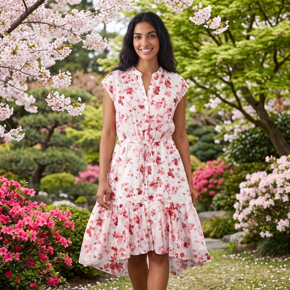 Lauren Ralph Lauren Dress Womens 16W White Red Floral Cottagecore High Low